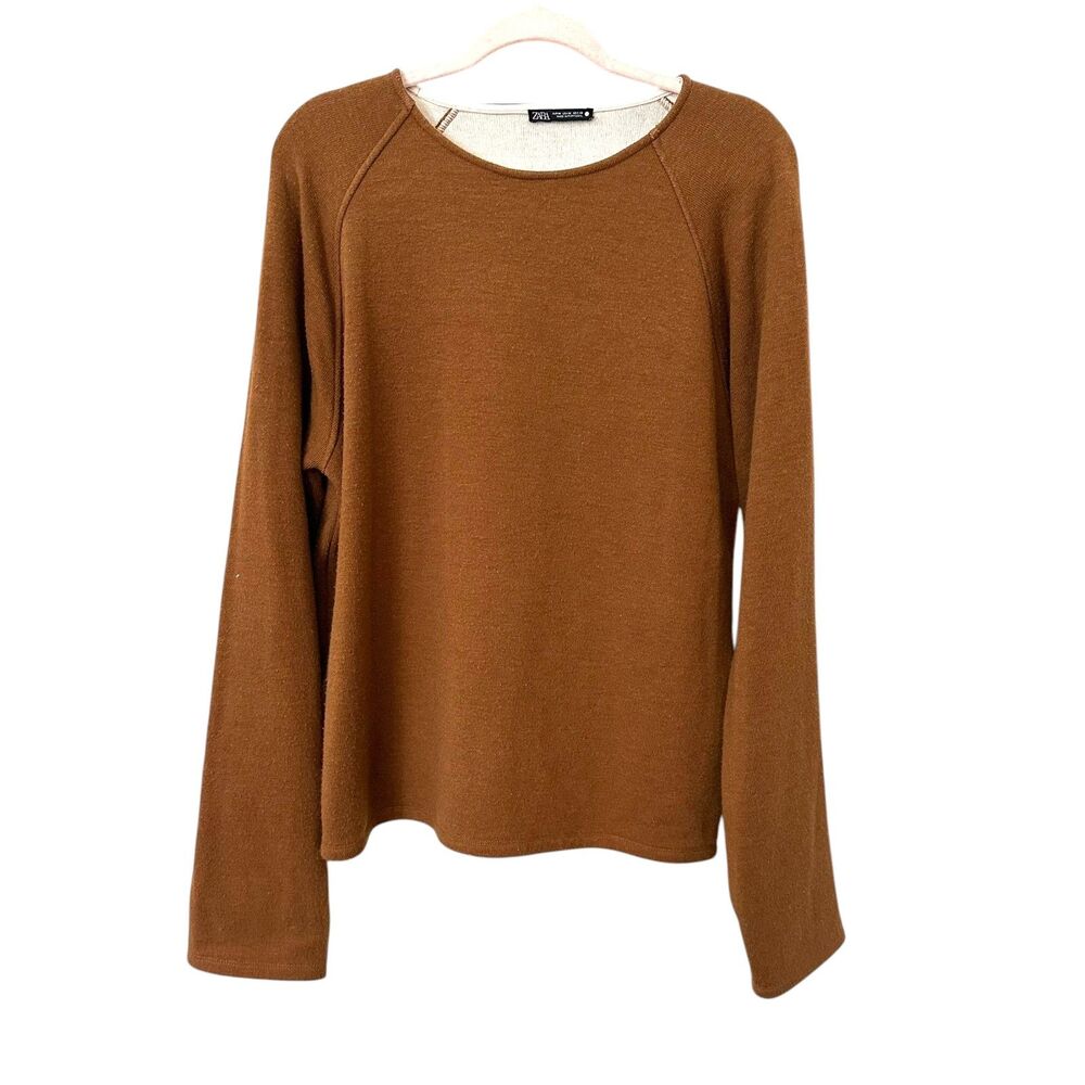ZARA Oversized Relaxed Fit Thick Long Sleeve Brown Medium